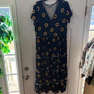 J for Justify Black and Yellow Sunflower Maxi Dress